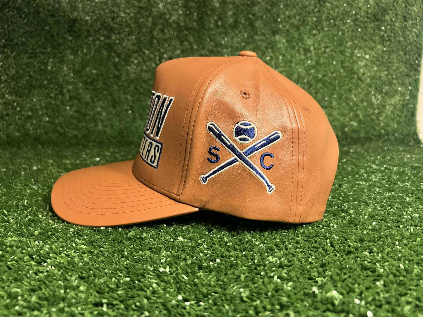Tan Faux Leather Houston Heavy Hitters Snapback